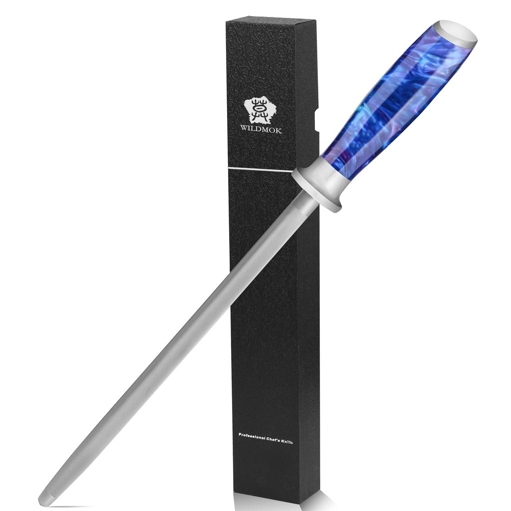 WILDMOK Exquisite 9 Inch High Carbon Steel Knife Sharpening Bar with Five Color Resin Handle Multiple Colors Available