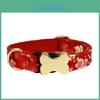 Adjustable Pet Collar With Printed Design And Bone Decoration For Christmas Gift