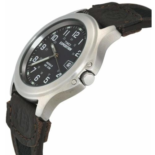 Timex Men's T40091 Expedition Metal Field Black/Brown Nylon/Leather Strap Watch
