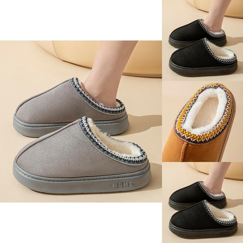 Comfortable New Style Pure Color Faux Suede Home Slippers For Women And Men Ideal For Warmth And Non-slip Durability In Multiple Sizes