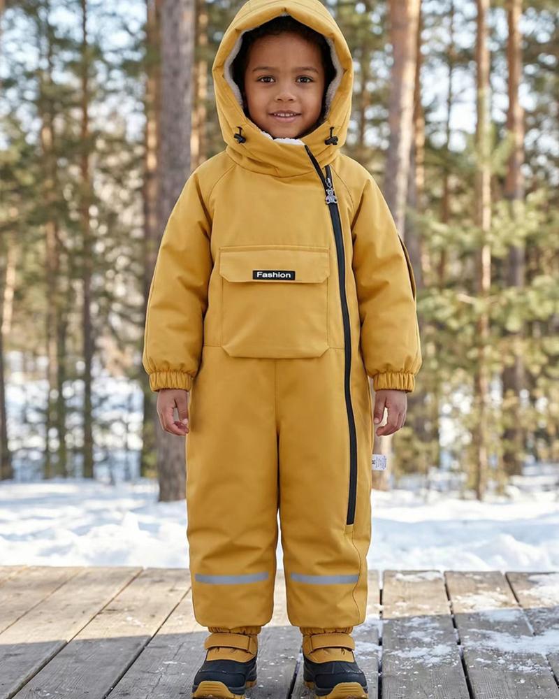 Winter Baby Boys Ski Suit Fashion Boys Jumpsuit Warm Kids Clothes Waterproof Baby Jacket Hooded Girls Snowsuit 1-5Yrs