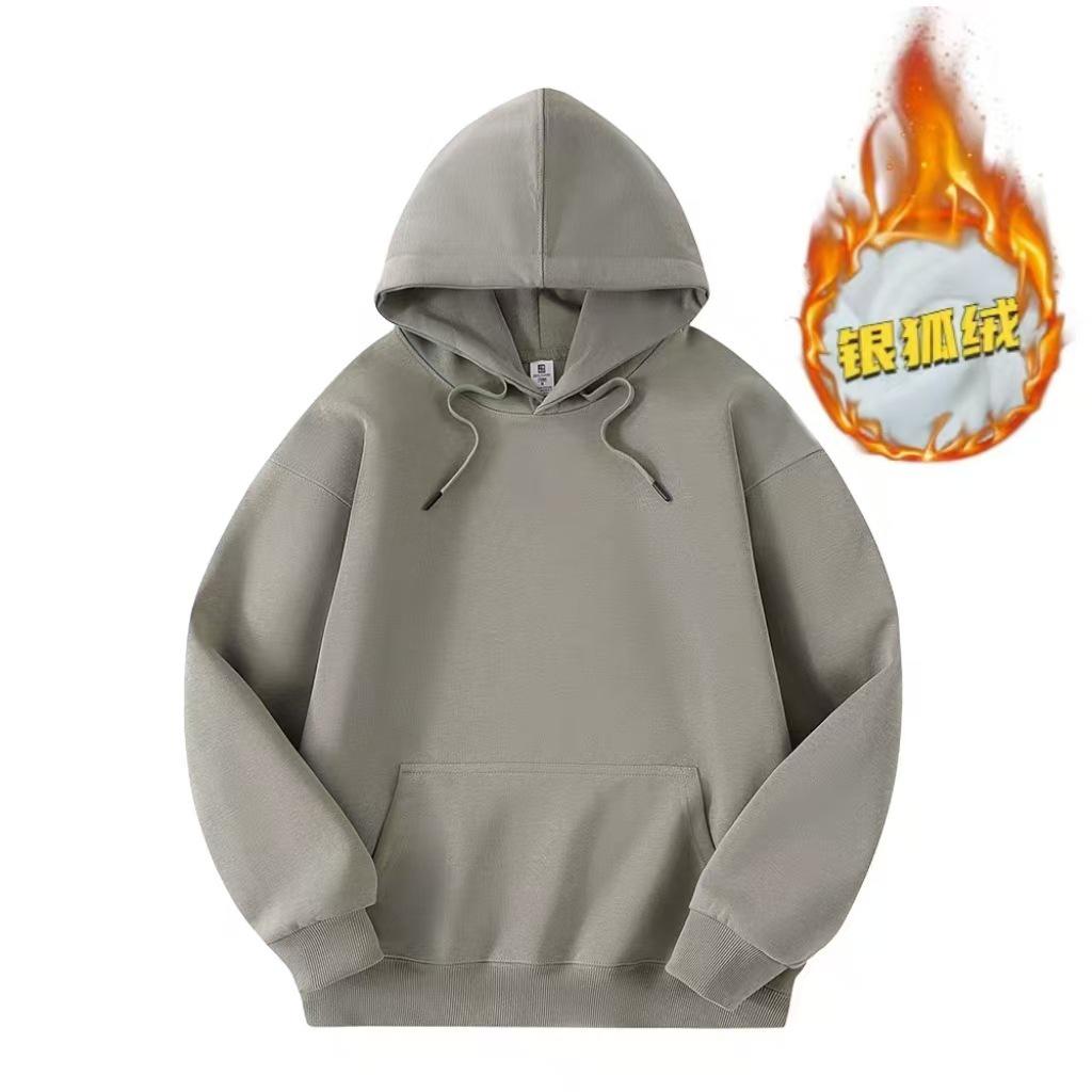 Men's Heavyweight Iron Gray Fleece Hoodie - Warm, Loose Fit for Autumn/Winter