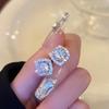 Silver Needle Zircon Star Flower Tassel Stud Earrings - Elegant and Fashionable Women's Accessory