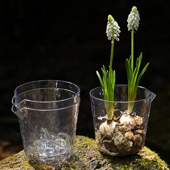 Flowerpot PET Highly Transparent Self-Watering Planter with Glacier Pattern Double-Layer Design Breathable Inner