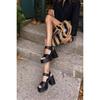 Women's Genuine Leather Chunky Plaform Heel Sandals