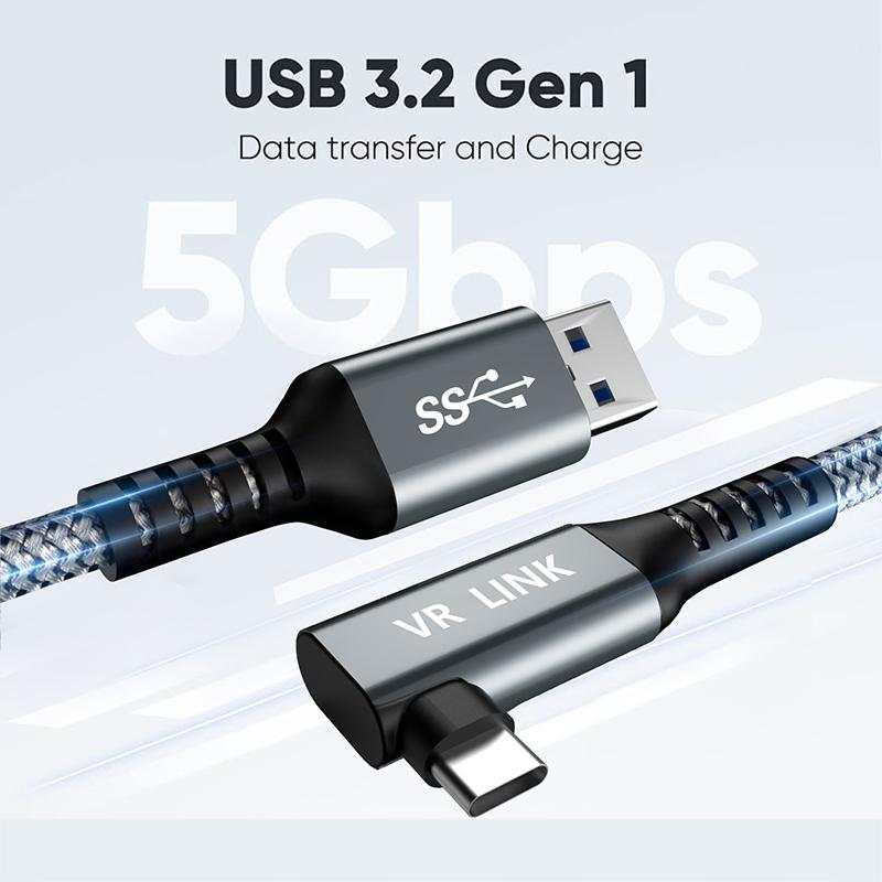 Type C Right Angle USB Data Braided Cable 5 meters