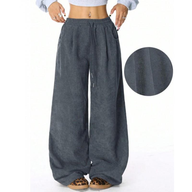 2026 Womens Corduroy Pants Loose Fit Street Style Casual Vintage Trousers