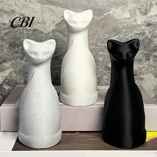 Small Desktop Decoration 3D Printed Cat Ornament, Minimalist Geometric Design, One-Piece Contemporary Art Piece Durable Sculpture, for Home