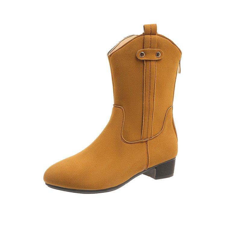 

Новые полусапоги женские замшевые ботинки на молнии в стиле вестерн осенне-зимняя женская обувь на низком каблуке 35