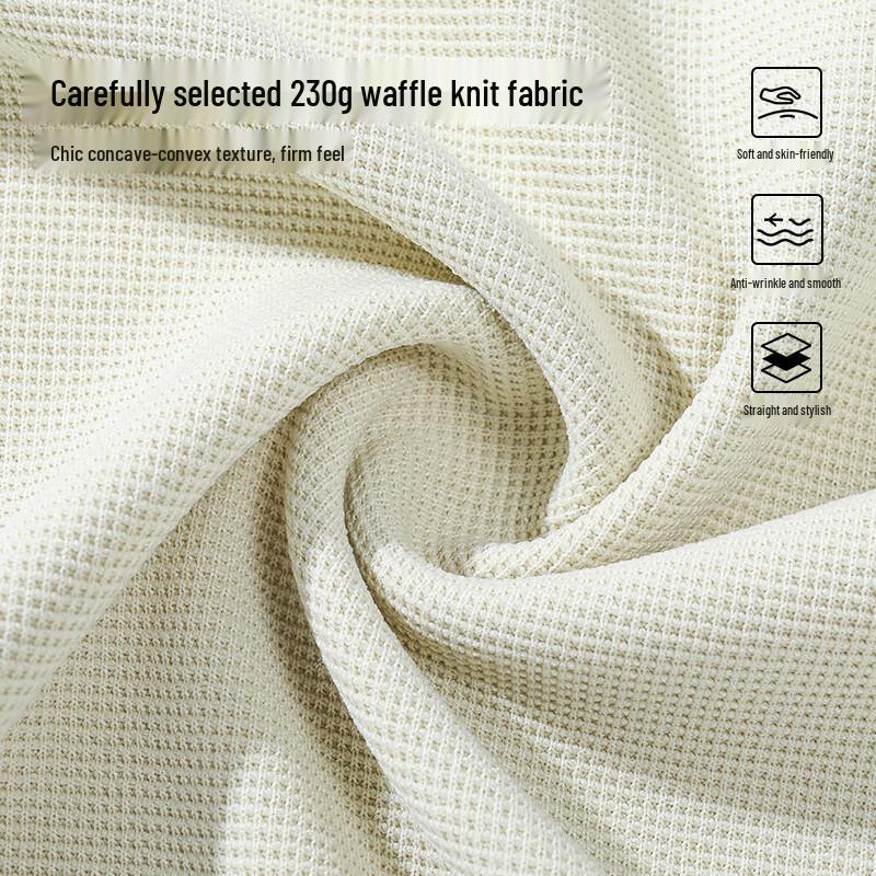 Mark Fairwhale Men's Waffle Knit Letter Print Breathable Short Sleeve T-Shirt