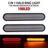 2x Waterproof LED Trailer Truck Brake Light 3 in1 Neon Halo Ring Tail Brake Stop Turn Light Sequential Flowing Signal Light Lamp