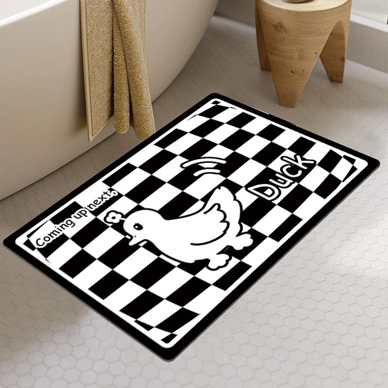 Checkerboard Soft Diatom Mud Absorbent Mat Bathroom Bathroom Door Non-slip Quick Drying Mat Door Mat Entry