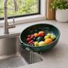 Durable Ceramic Wash Basin Self Rinsing Bowl, with Hollow Drain Holes, Swirl-Flow Berry Kitchen Draining Bowl Washing Fruit Rinse for Counter