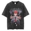 Vintage Washed Tshirts Chainsaw Man Anime T Shirt for Men Harajuku Tee Cotton Fashion Streetwear Unisex Tops