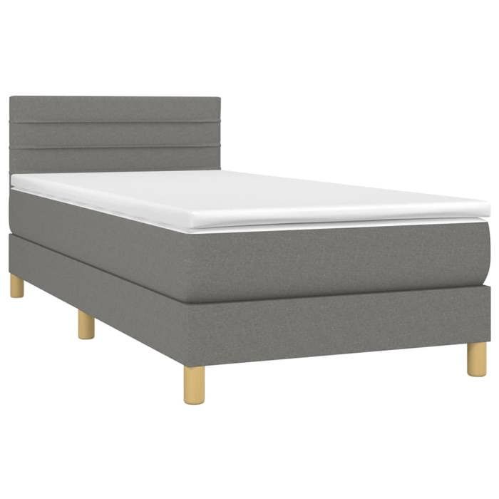 Maison Exclusive - Sommier à lattes de lit avec matelas Gris foncé 90x200 cm Tissu
