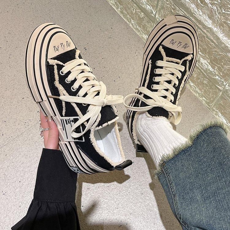 Size 34-44, large size women's shoes 41 fat feet spring platform casual board shoes women ins tide couple canvas shoes 42