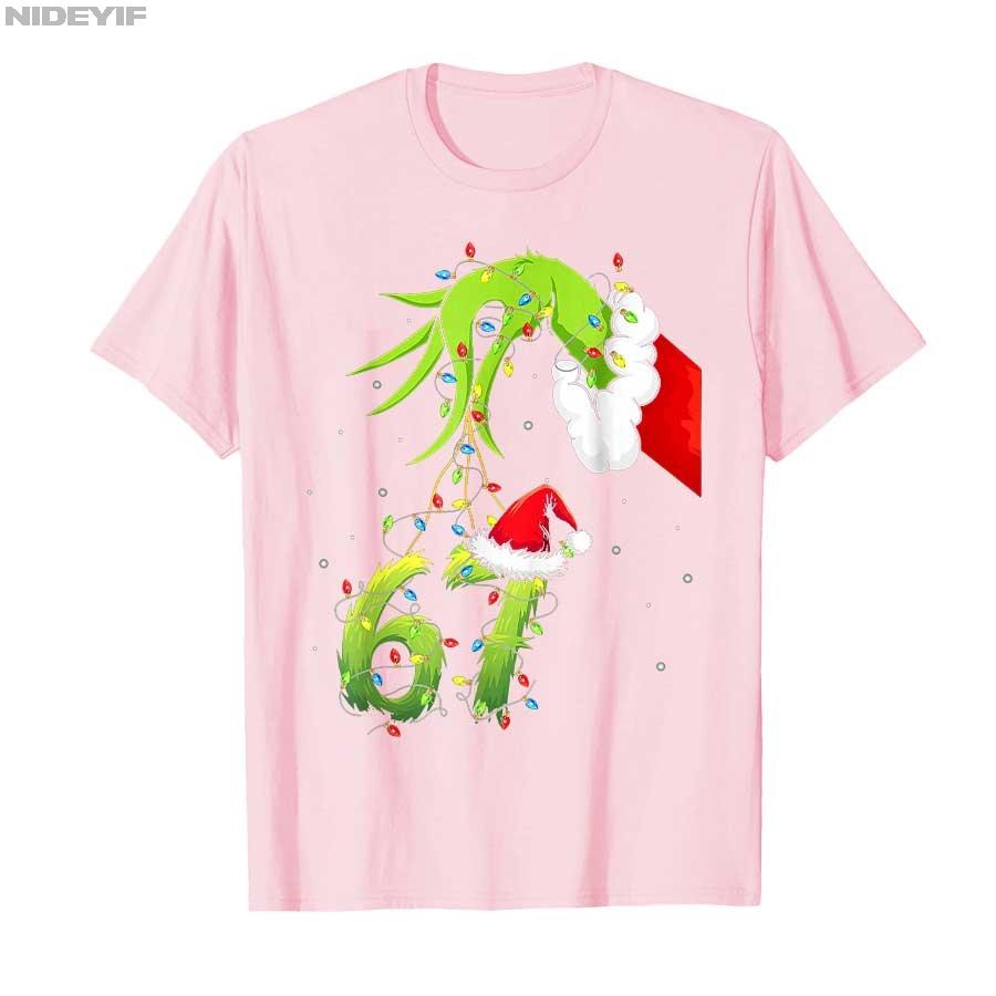 Funny Six Seven 6 7 Meme 67 Xmas Hand Christmas Costume T-shirt For Men Women 100% Cotton T Shirts Short Sleeve Tops 1030-1