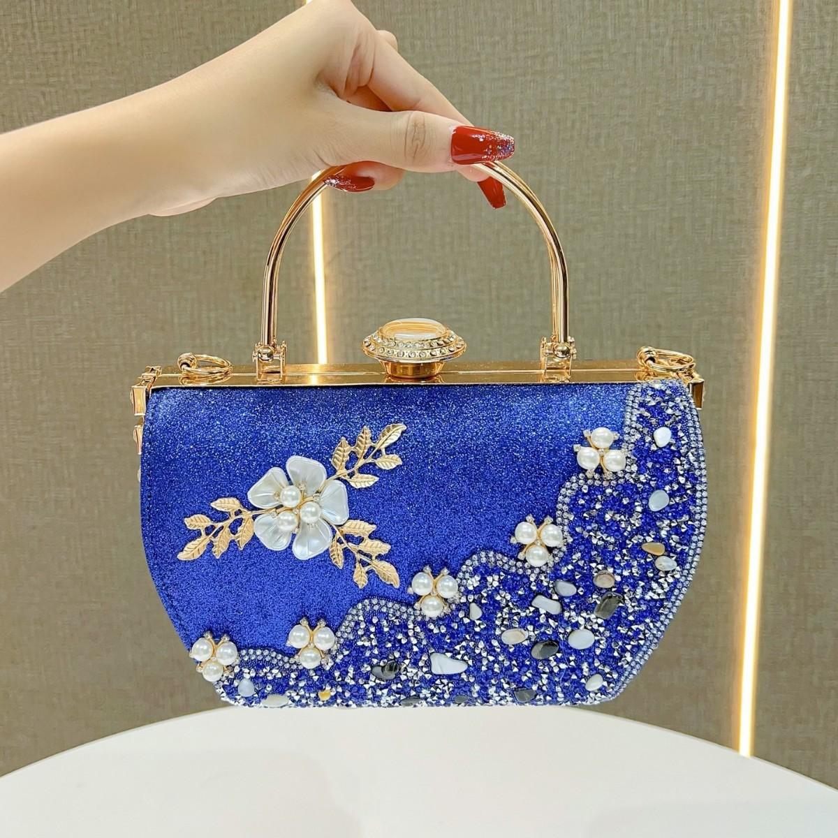 

Принцесова сумка Вечірня сумка Сумка до вечірньої сукні Елегантна ручна жіноча сумка Одноплечова сумка-кросбоді Жіноча сумка синій