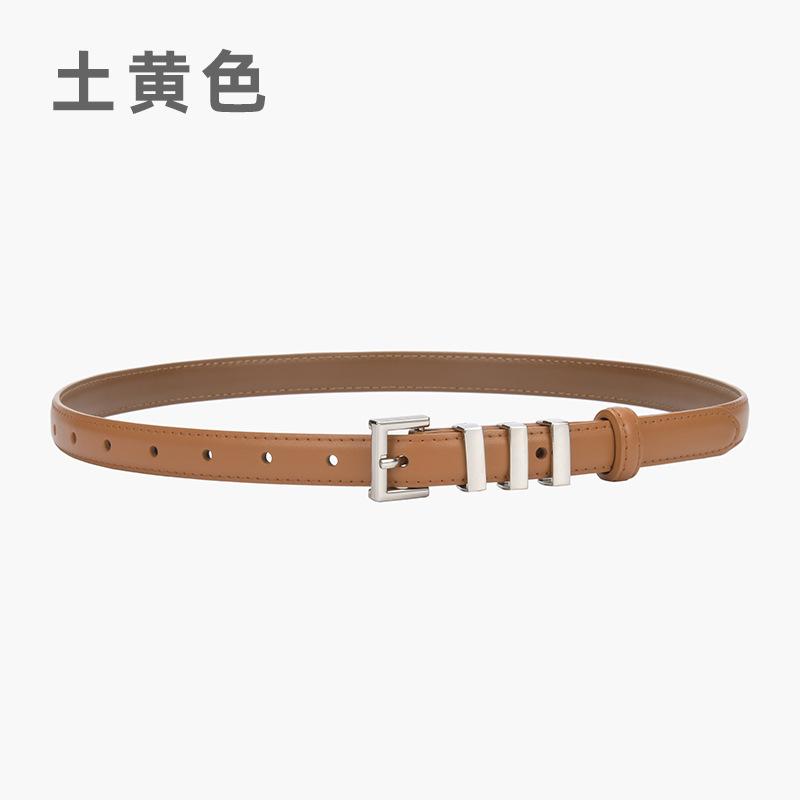 Leather Thin Belt Women'S Decorative Dress Skirt Shirt Trousers Waist Waist Waist Belt Silver Buckle