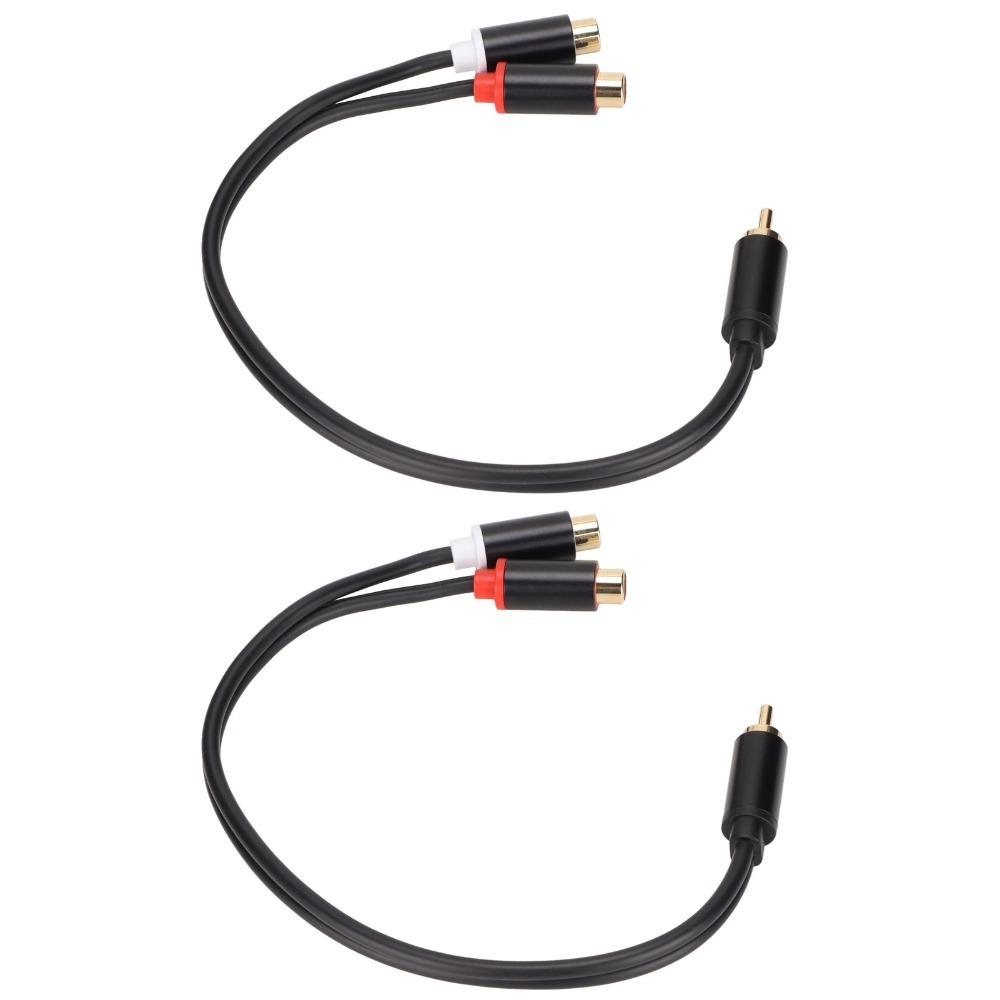 2PCS Plug and Play 1 Male to 2 Female 0.3m/11.8in for RCA Y Adapter Cable  Audio Video