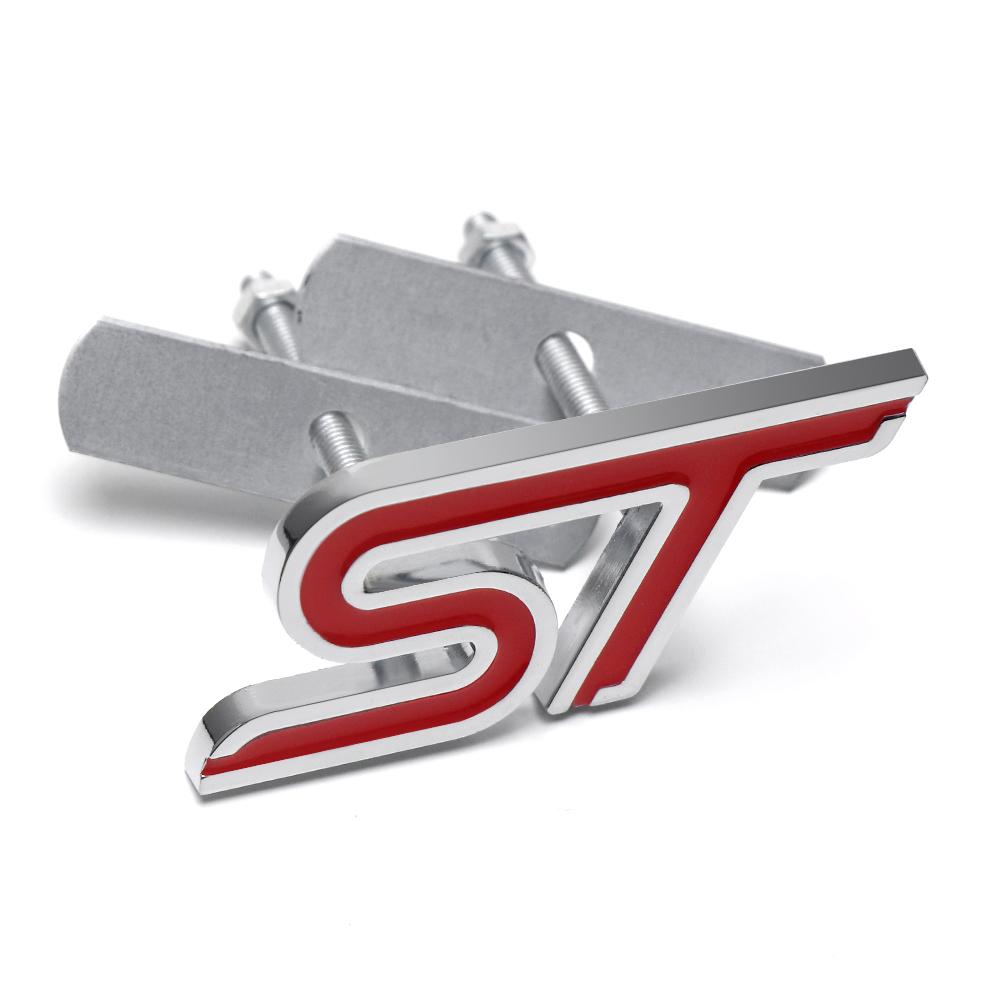 bldf8 3D Metal Car Stickers Front Grille Badge ST Emblem For Ford Focus 2 3 mondeo mk3 f150 fusion mustang mk7 mk2 Auto Accessories