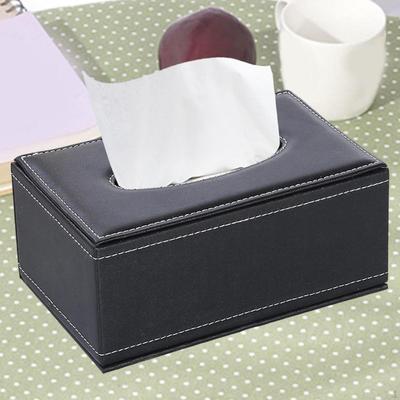 Taschentuchboxabdeckung Schwarz PU-Leder Modern Halter Papierhandtuch für Auto Schminktisch