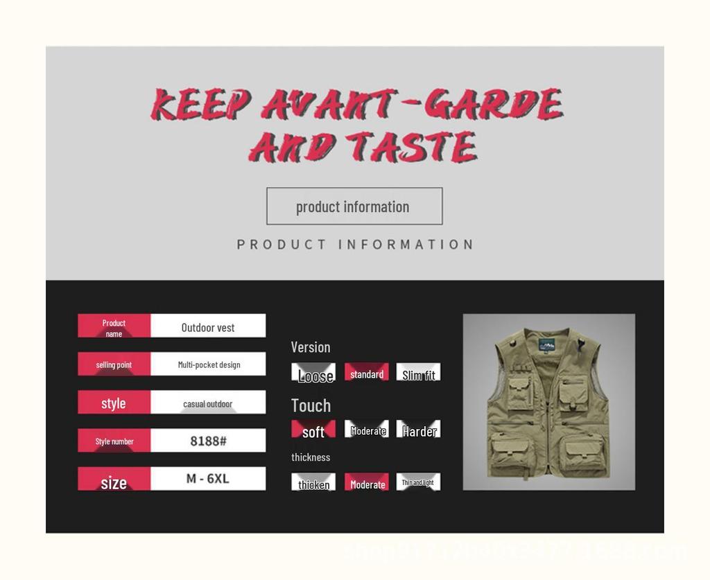 Bedruckte Outdoor-Arbeitsweste mit mehreren Taschen für den Sommer