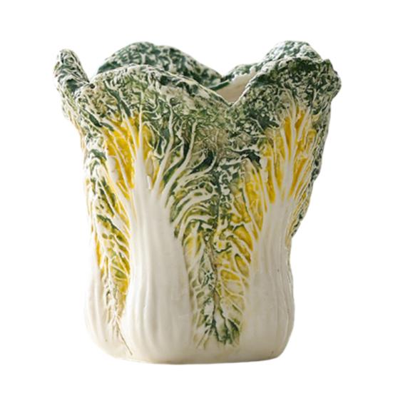 

Керамическая банка для хранения в виде капусты, большое отверстие, держатель для кистей для макияжа, настольный органайзер для ручек, многоцелевой держатель для канцелярских принадлежностей, декоративный художественный элемент, подарок