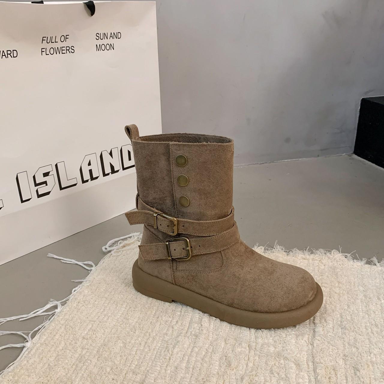 

2025 new popular autumn and winter Martin boots women s versatile British style mid-tube boots thick-soled heightening fashion knight boots women 40 хакі