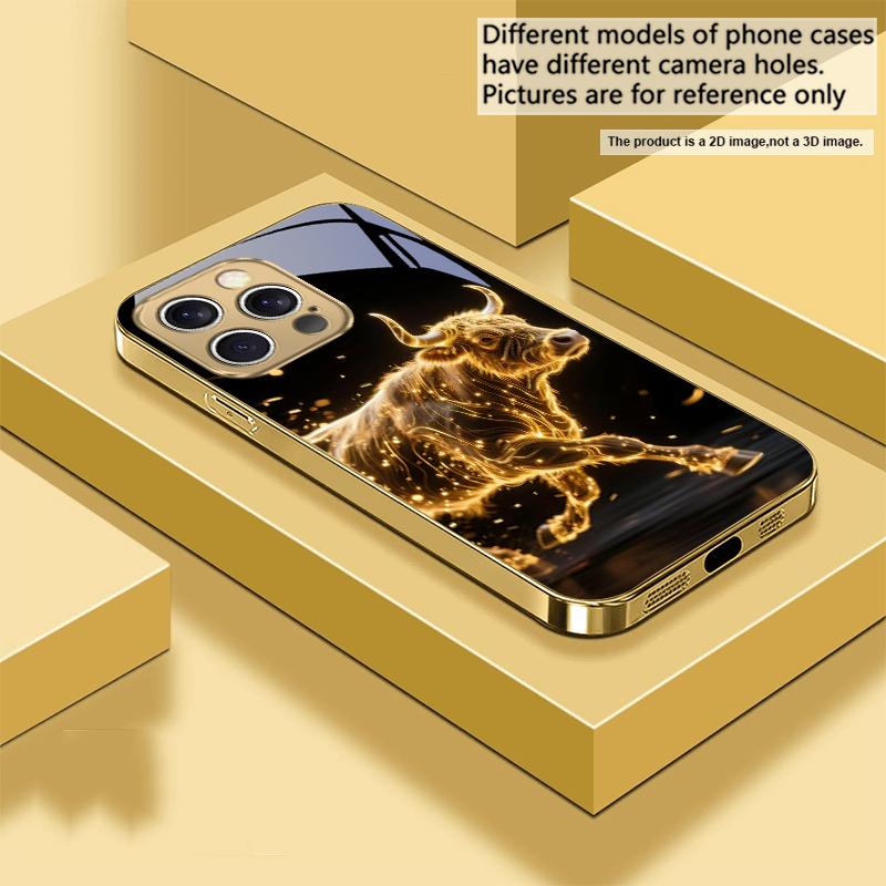 Golden Dragon Totem For IPhone 17Pro Max 16 17 Pro 15 Pro 14 13 Plus 12 Mini 11Pro Max XR 16E 17Air Golden Glass Phone Case