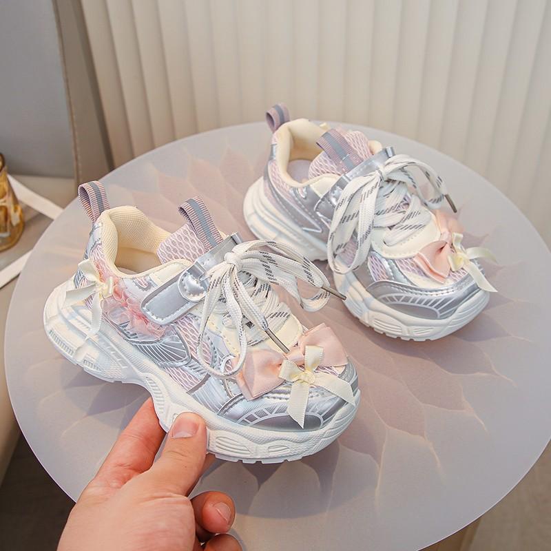 Kids Bow Knot Mesh Sneakers 26