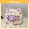 Cartoon Cute Pattern Bow Star Cat Plush Backpack With Compartment Transparent