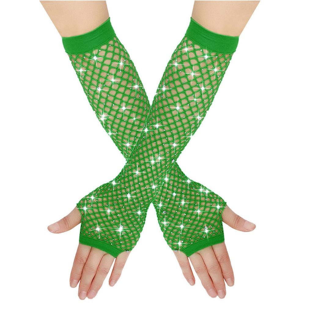 Elastische Netzhandschuhe mit Diamanten, Halbfingerhandschuhe