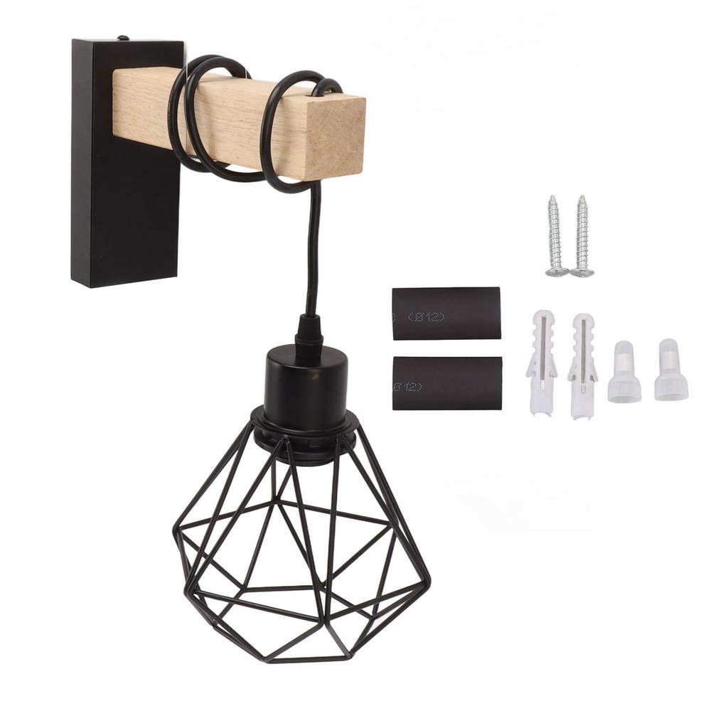 Plug in Wire Cage Wall Sconce Industrial Rustic E27 E26 Bulb Base Hanging Wall Mount Lamp