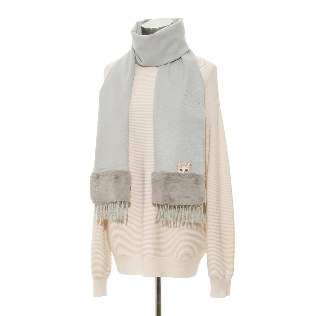 Paul Joe Fur Scarf Cat Motif Gray 44586 &