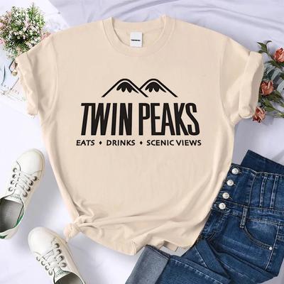 Twin Peaks Tshirt Female Trendy Y2k Hip Hop 2000s Colorful Tshirt Psychedelic Pop Culture Classic Trendy Graphic Pastel