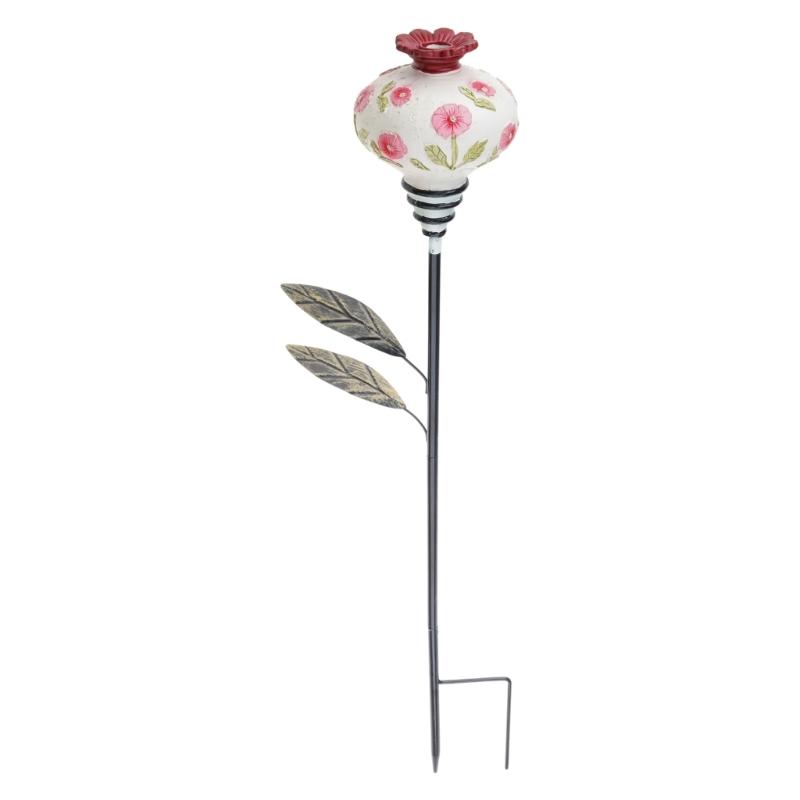 Plant-Themed Nectary-Bird Station with Pointed Ground Stake, Decorative Food or Water Point for Outdoor Lawn Placement