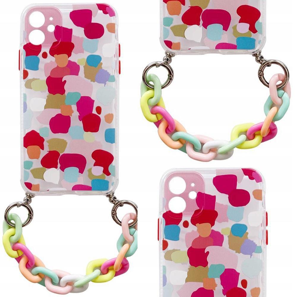Color Chain Case Żelowe Elastyczne Etui Z Łańcuchem Łańcuszkiem Zawieszką Do Samsung Galaxy A42 5G Wielokolorowy (2)