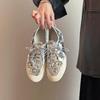 Rindslederversion Britischer Stil Runde Spitze Blumen Schnürung Kleine Lederschuhe Vielseitig Dicker Absatz Schwarzer Loafer Einzelne Schuhe Damen Derby Schuhe