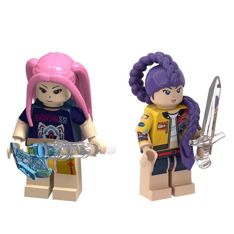 KPOP Dämonenjäger Cartoon Puppe Bausteine Kawaii Mini Actionfigur Kopf Montage Spielzeug Kinderspielzeug Geschenk