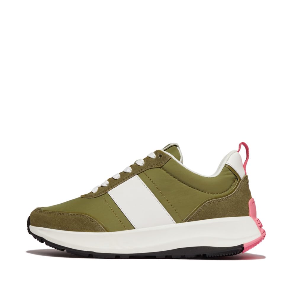 FitFlop FLOW PLATFORM Størrelse cm F-MODE STOFF/SUEDE/SKINN SNEAKERS, Dame, Camo-grønn miks, 24.0 [Brukt]