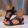 New European and American Style Velcro Flat Sandals Women's Large Size Fish Mouth Roman Shoes Comfortable and Breathable Beach Wear