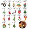 Beaded Key Holder Handmade Christmas Keychain, Xmas Tree Wreath Gift Box Bell Backpack Charm Santa Keyring, Hanging Decor for Party Favors