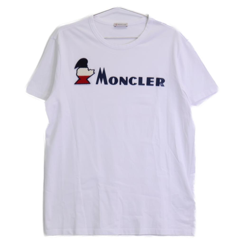 Moncler 2018 White MAGLIA T-SHIRT Short Sleeve T-Shirt with Logo Patch Tops L whiteUsed