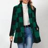 Women's Fashion Plaid Lapel Long Sleeved Coat With Buttons, Plush Warm Jacket With Pockets