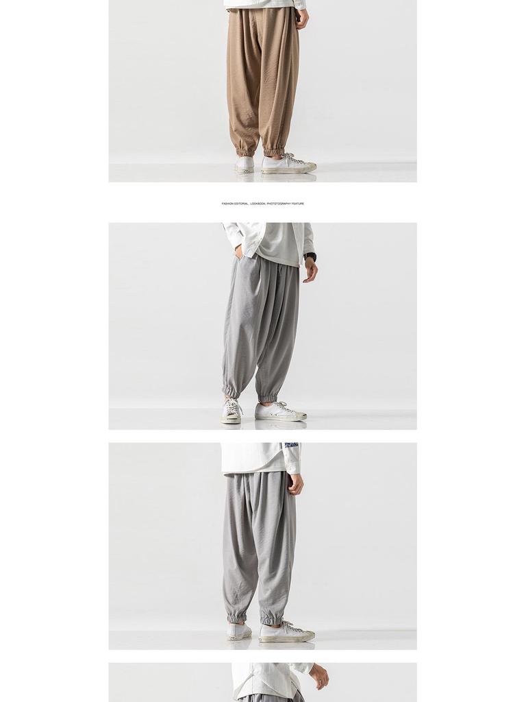 Men's Chinese Style Cotton Linen Joggers - Plus Size Loose Casual Harem Pants for Spring/Summer