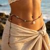 European, American Bohemian Beaded Body Chain Ins Colored Round Beads Imitation Pearl Long Knotted Tassel Waist Chain