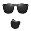 Foldable Polarized UV for Driving and Unisex [LIKENNY] Clip-On Sunglasses, Protection, Lightweight, Fishing, (Foldable - Black)