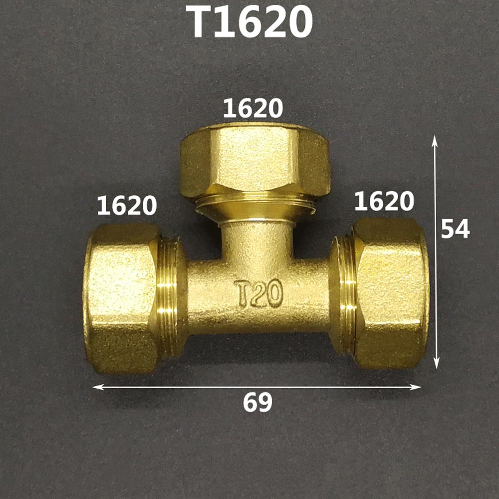 Brass Compression Tee Pex 1216/1418/1620/2026/2632 Pipe Fitting Equal Reduced Aluminum Plastic Pipe Fittings for Floor Heating