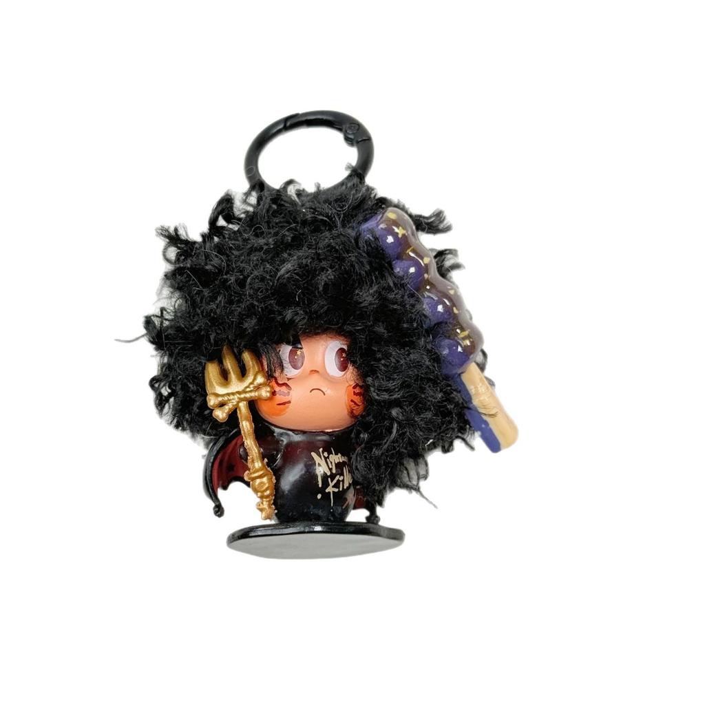 Custom Cartoon Star Head Doll Keychain with Wig - Bag Pendant & Phone Strap